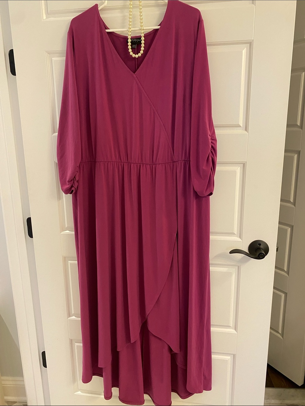Lane Bryant Magenta V-Neck Faux-Wrap Midi Dress 22-24